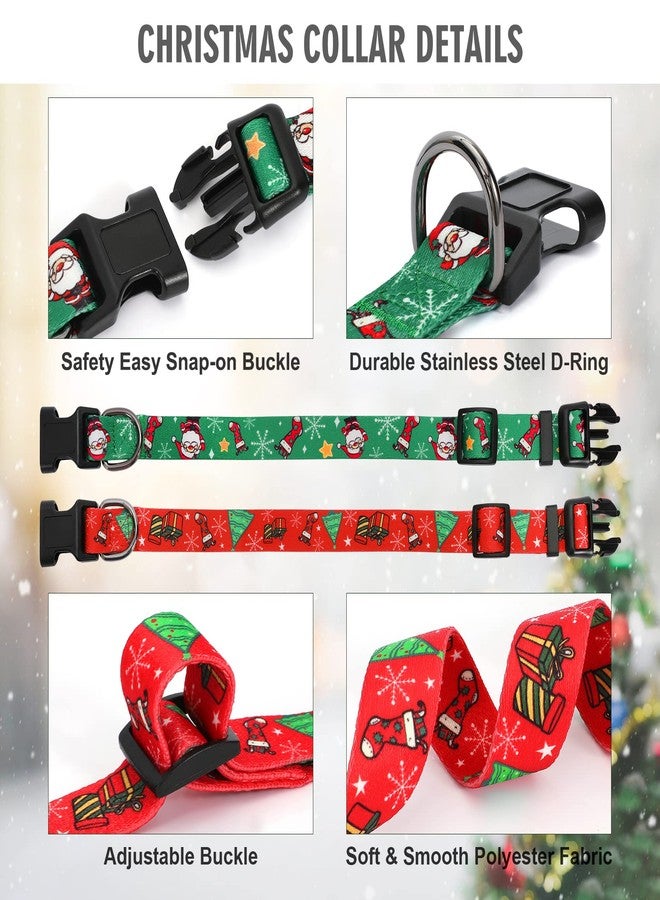 WHIPPY Christmas Dog Collar, Dog Christmas Collars with Santa and Christmas Tree Pattern Adjustable Christmas Boys Girls Dog Collar with Safety Plastic Buckle for Small Medium Large Dog Cat Pet - Image 5