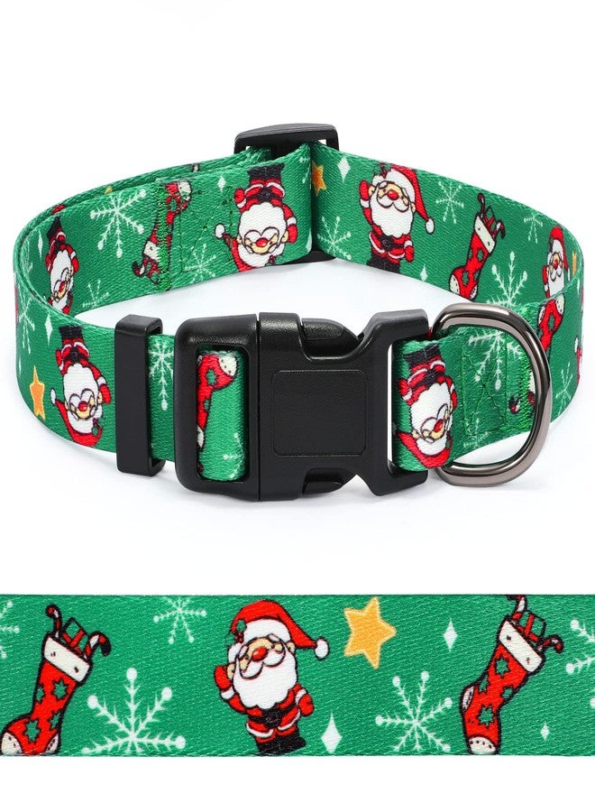 WHIPPY Christmas Dog Collar, Dog Christmas Collars with Santa and Christmas Tree Pattern Adjustable Christmas Boys Girls Dog Collar with Safety Plastic Buckle for Small Medium Large Dog Cat Pet - Image 1