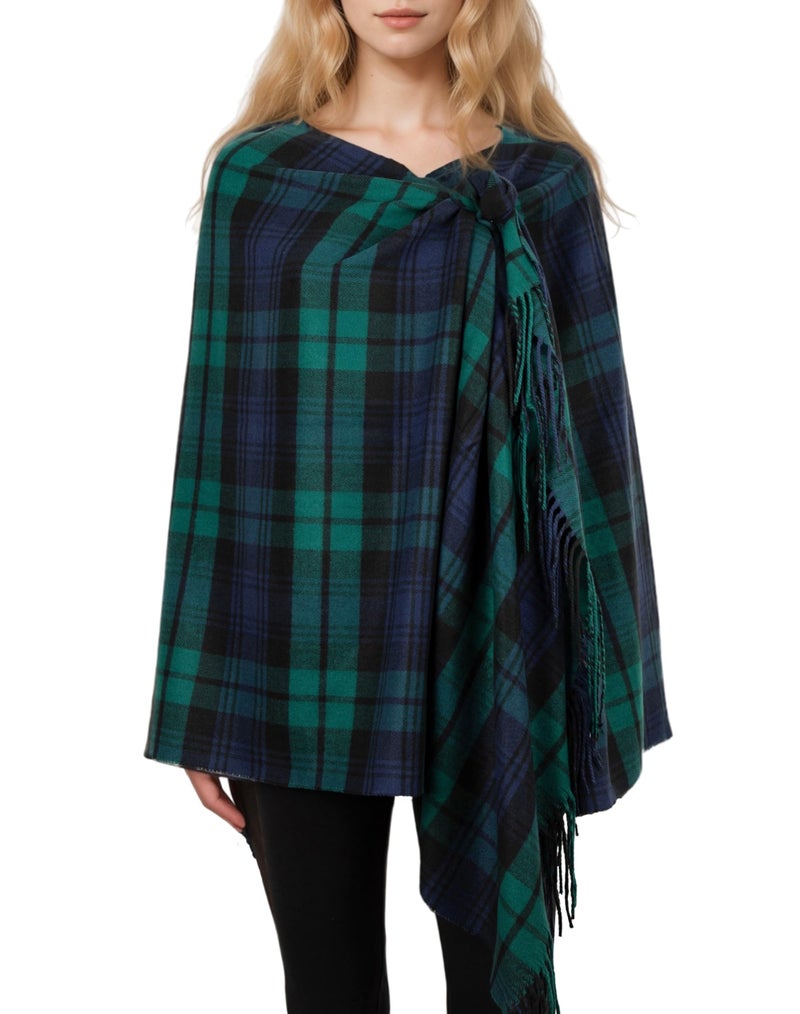 Achillea Long & Wide Scottish Tartan Plaid Large Cashmere Feel Blanket Scarf Check Shawl Wrap 80" x 29" (Green) - Image 1