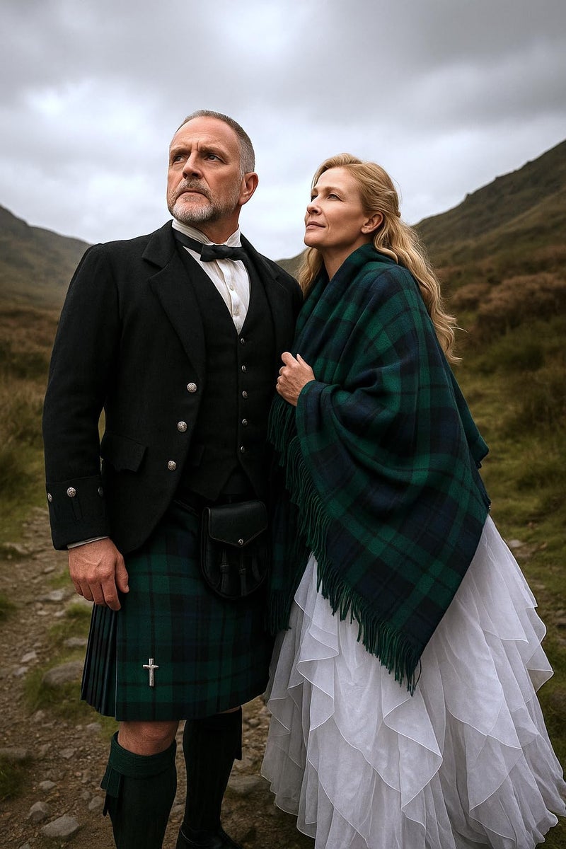 Achillea Long & Wide Scottish Tartan Plaid Large Cashmere Feel Blanket Scarf Check Shawl Wrap 80" x 29" (Green) - Image 3