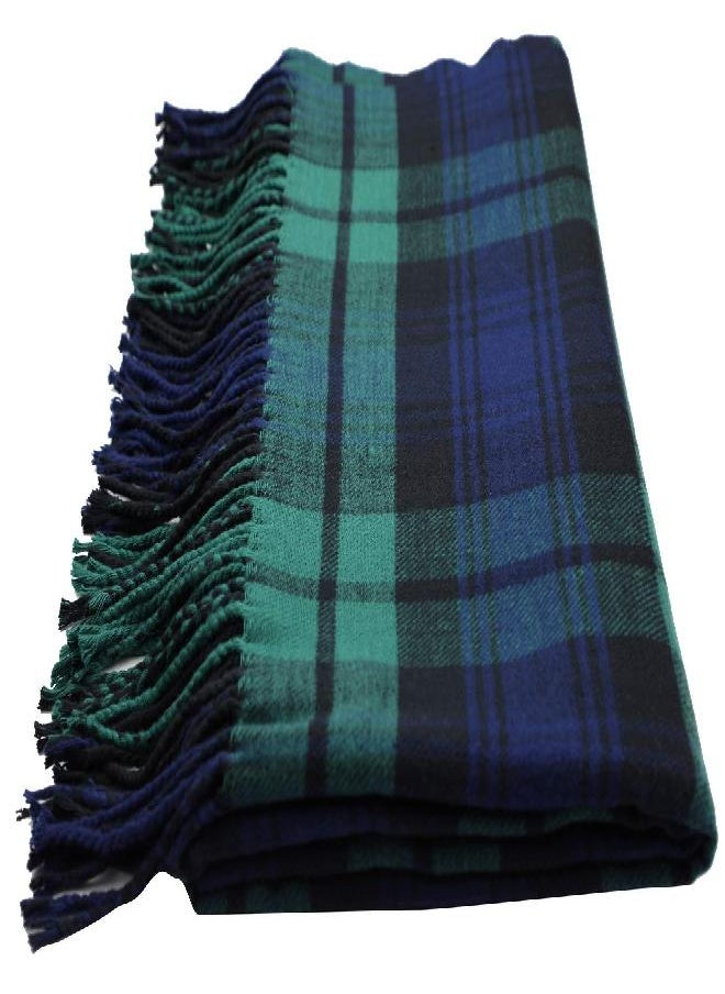 Achillea - Achillea Long & Wide Scottish Tartan Plaid Large Cashmere Feel Blanket Scarf Check Shawl Wrap 80" x 29" (Green) - Image 1