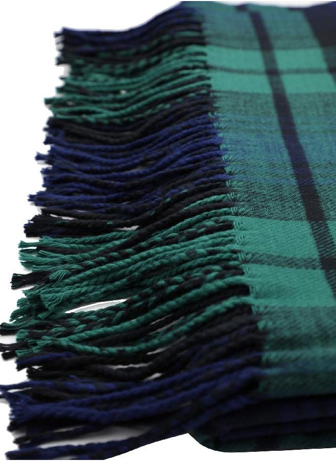 Achillea - Achillea Long & Wide Scottish Tartan Plaid Large Cashmere Feel Blanket Scarf Check Shawl Wrap 80" x 29" (Green) - Image 1