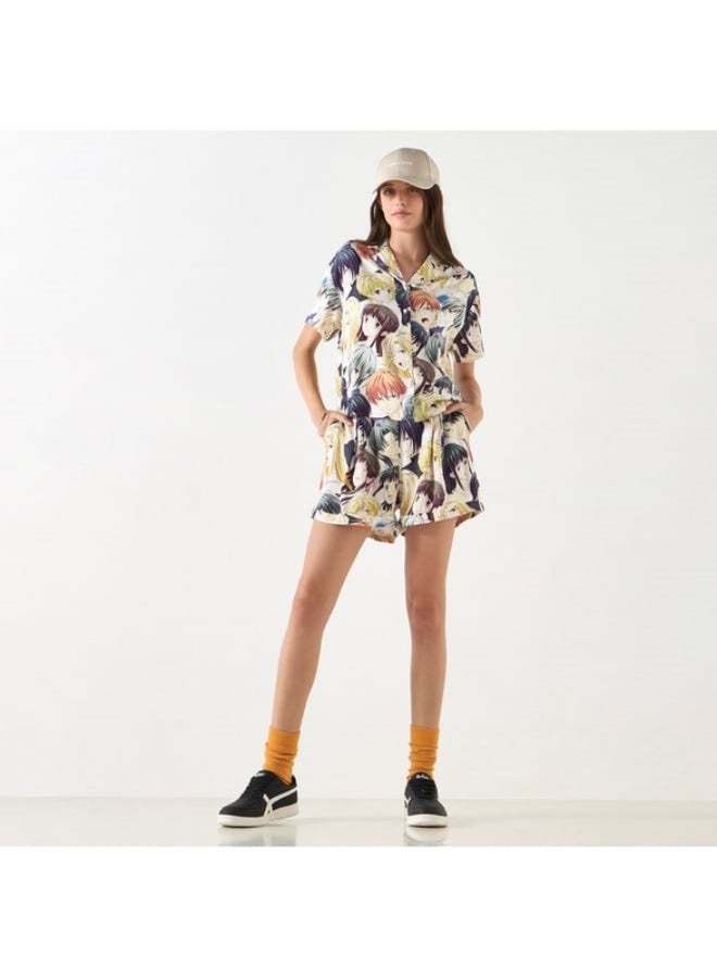 SP Characters All-Over Anime Print Shorts with Pockets  - Image 2