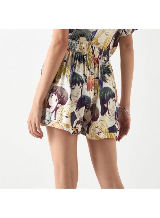 SP Characters All-Over Anime Print Shorts with Pockets  - Image 4