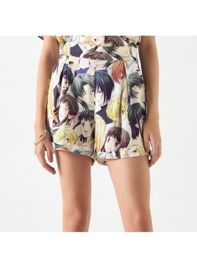 SP Characters All-Over Anime Print Shorts with Pockets  - Image 3