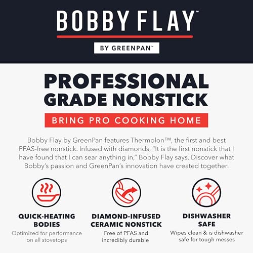 GreenPan x Bobby Flay 8" Nonstick Frying Pan Skillet, PFAS-Free Diamond Ceramic, Induction Suitable, Stay-Cool Silicone Handle, Easy Clean Dishwasher & Oven Safe, Egg & Omelet Pan, Cream - Image 4