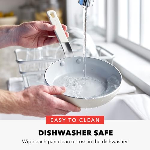 GreenPan x Bobby Flay 8" Nonstick Frying Pan Skillet, PFAS-Free Diamond Ceramic, Induction Suitable, Stay-Cool Silicone Handle, Easy Clean Dishwasher & Oven Safe, Egg & Omelet Pan, Cream - Image 5