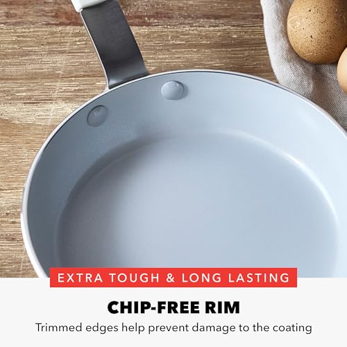 GreenPan x Bobby Flay 8" Nonstick Frying Pan Skillet, PFAS-Free Diamond Ceramic, Induction Suitable, Stay-Cool Silicone Handle, Easy Clean Dishwasher & Oven Safe, Egg & Omelet Pan, Cream - Image 3