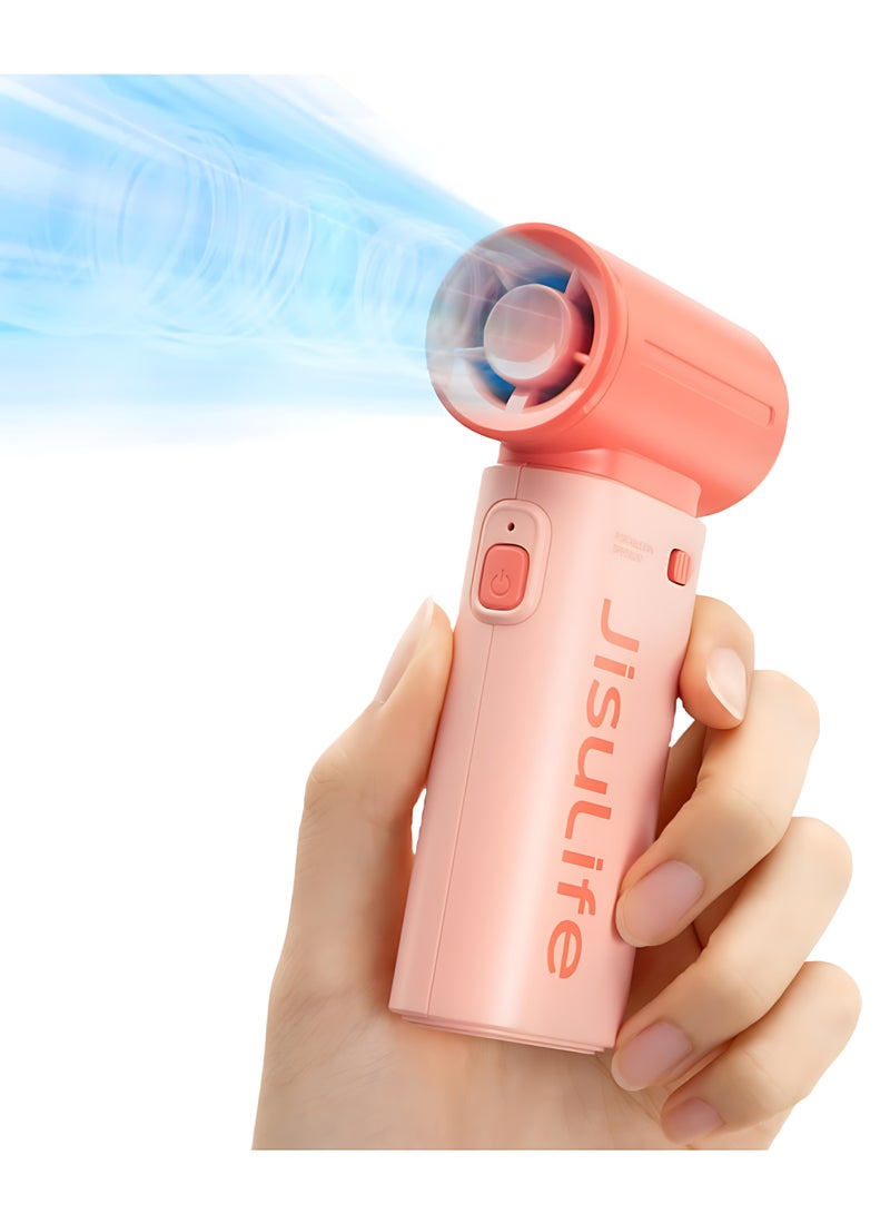 JISULIFE Portable Handheld Fan Life9 | Turbo Power High-Speed Air | 18H Max Cooling Time | 5 Gear Wind | 3600mAh Rechargeable | Mini Pocket Design | Personal Fan for Travel, Concerts, Camping, Makeup | Pink - Image 2