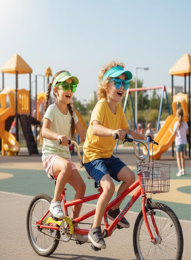 Paticr Kids Sun Visors Hats with Glasses Set, Summer Sports Softbal Open Top Sun Hat for Elementary School Kids (Muiltcolor Set 1) - Image 5