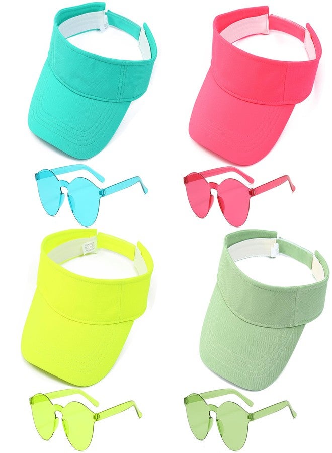 Paticr Kids Sun Visors Hats with Glasses Set, Summer Sports Softbal Open Top Sun Hat for Elementary School Kids (Muiltcolor Set 1) - Image 1