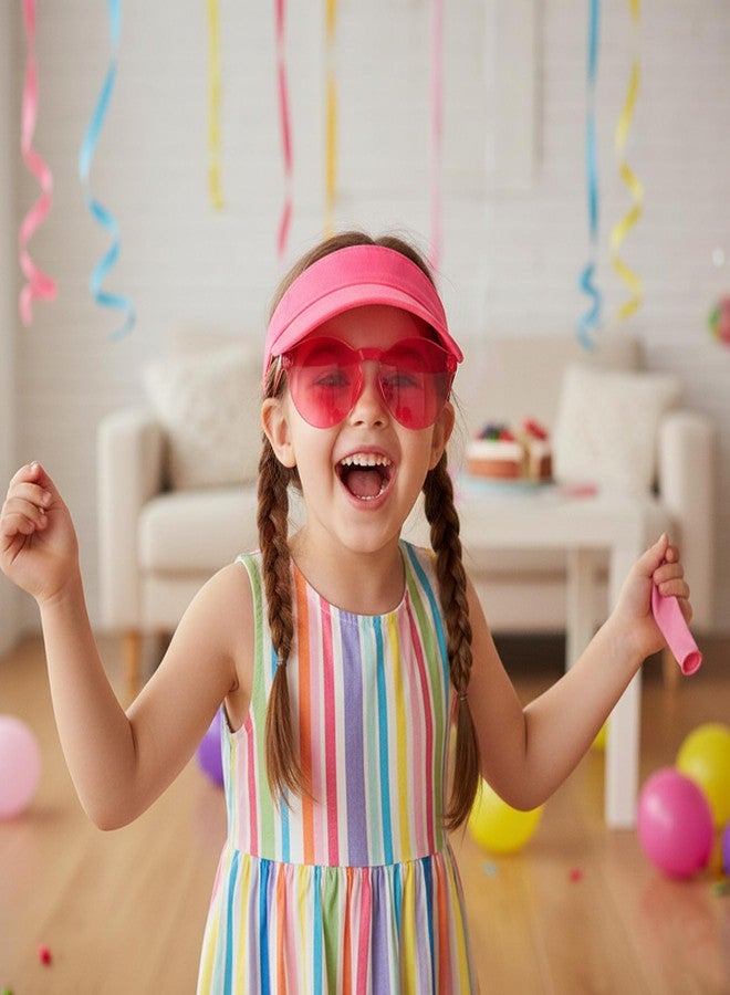 Paticr Kids Sun Visors Hats with Glasses Set, Summer Sports Softbal Open Top Sun Hat for Elementary School Kids (Muiltcolor Set 1) - Image 4