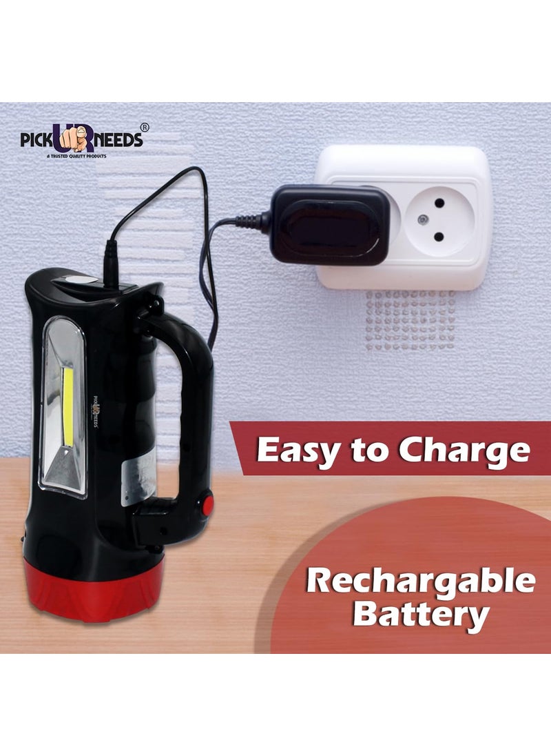 Pick Ur Needs Emergency Rechargeable Search Torch Light Long Range Laser Blinker with Side COB Bright Torch Light 50 Watt COB