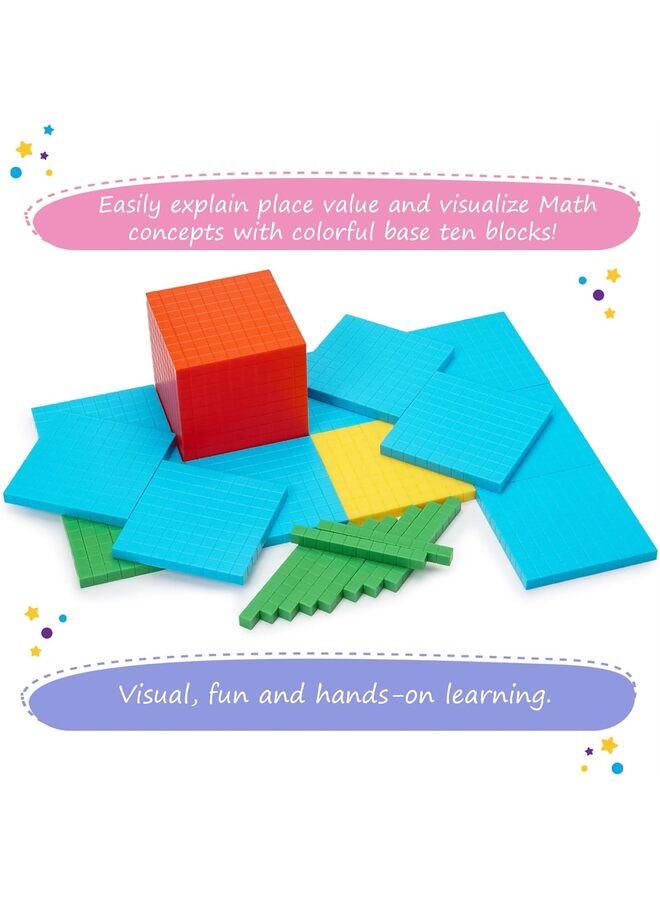 مكعبات الأساس العشري للرياضيات - مكعبات القيمة المكانية، أدوات الرياضيات الأساسية العشرية من الروضة إلى الصف الثالث، عدادات الرياضيات، مكعبات الأرقام، مكعبات الرياضيات للأطفال، مكعبات العد - رياض الأطفال، الصف الأول والثاني والثالث - Image 2