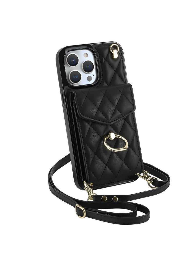 REOCLE Phone Case for iPhone 1314Pro Max with Card Holder 360° Rotation Ring Leather Zipper Wallet Case Phone Back Cover Crossbody Wallet Case  - Image 2