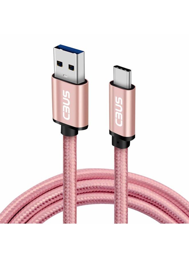 Cbus Wireless CBUS 6ft USB to USB C Cable Fast Charging Cord Type-C Compatible with iPhone 16/16e/15/Pro/Max/Plus, iPad 10, iPad Pro/Air/Mini A17 Pro, Mini 6 Heavy-Duty Braided (Pink Rose Gold) - Image 1