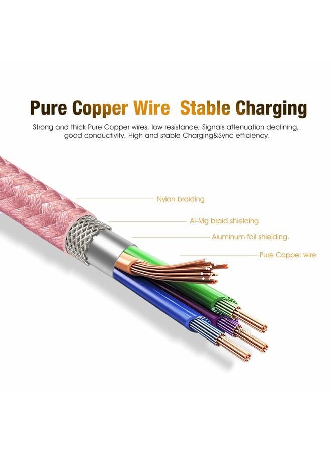 Cbus Wireless CBUS 6ft USB to USB C Cable Fast Charging Cord Type-C Compatible with iPhone 16/16e/15/Pro/Max/Plus, iPad 10, iPad Pro/Air/Mini A17 Pro, Mini 6 Heavy-Duty Braided (Pink Rose Gold) - Image 3