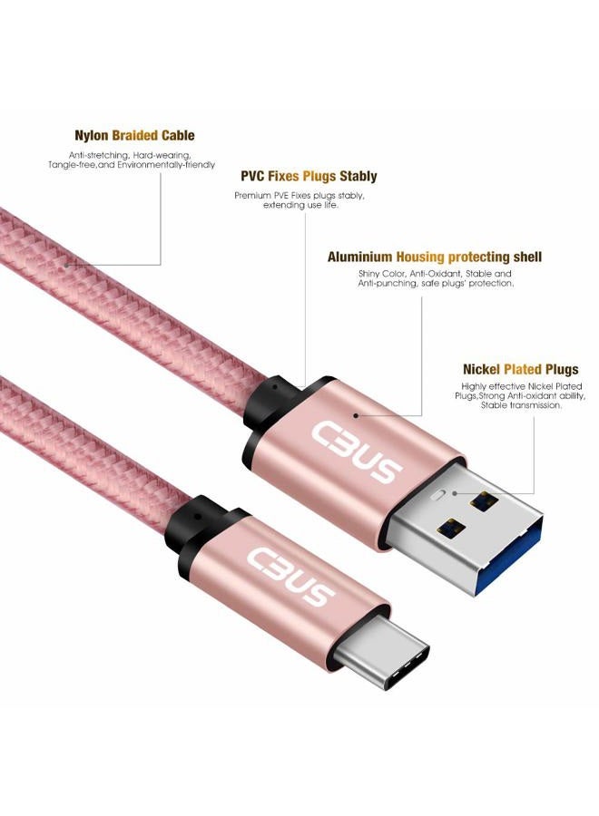 Cbus Wireless CBUS 6ft USB to USB C Cable Fast Charging Cord Type-C Compatible with iPhone 16/16e/15/Pro/Max/Plus, iPad 10, iPad Pro/Air/Mini A17 Pro, Mini 6 Heavy-Duty Braided (Pink Rose Gold) - Image 4