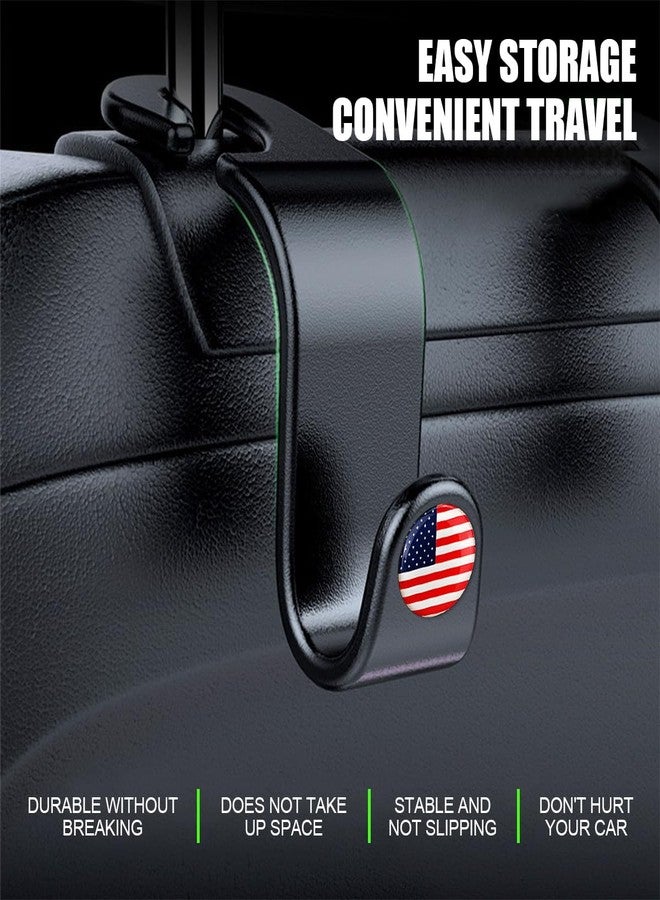 Hanemia 4PCS Car Seat Headrest Hooks, Auto Back Seat Hanger Holder, Durable Stylish Vehicle Organizer Universal Car Interior Accessories, Storage Hooks for Purses, Bags, Clothes, Hats (Black/Red Flag) - Image 4