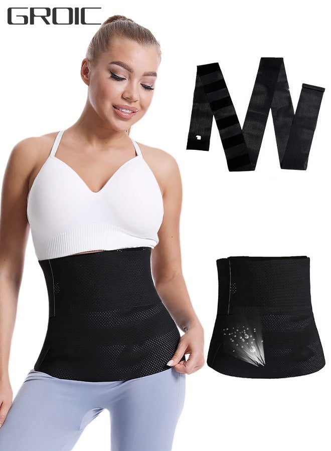 GROIC Waist Trainer for Women Waist Trimmer Lower Belly Fat Waist Wrap with Tightness Adjustable & Non-Slip Invisible Tummy Bandage Wrap Waist L - Image 1