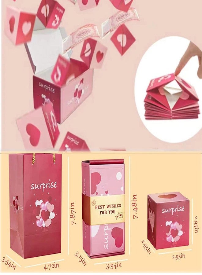 Neioaas Birthday Surprise Cash Gift Box Exploding Money - Pop Cash Clip Box with Confetti, Unique Folding Bouncing Red Envelope Gift Box for Ladies Men Kids Birthday Party Items (Pink - Image 4