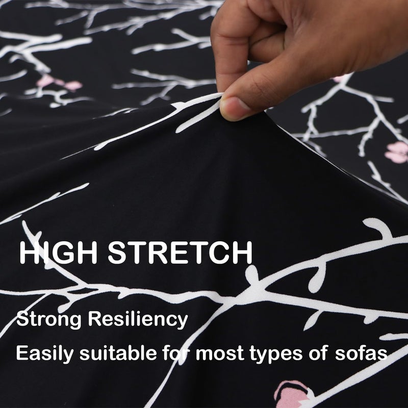 Lukzer غطاء أريكة على شكل L عالمي من لوكزر لغرفة المعيشة، واقي أريكة غير قابل للانزلاق وقابل للتمدد، غطاء مرن من البوليستر (3+2 مقاعد، تصميم ساق أسود/LSC-001-05) - Image 5