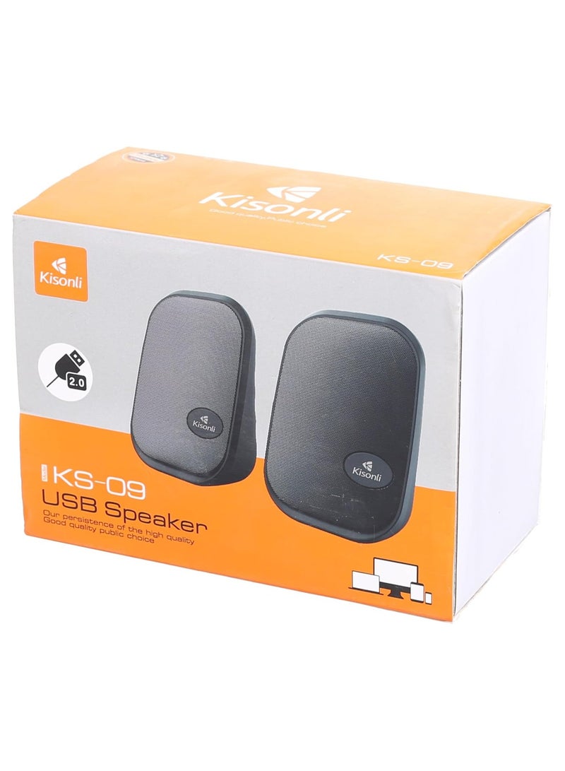 Kisonli Kisonli KS-09 Mini Speaker with USB 2.0 – Compact Design & Clear Sound – Black  - Image 1