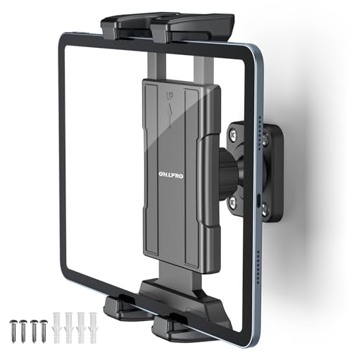 OHLPRO Universal Tablet Wall Mount Holder for 4.7-13 inch Tablet Smartphone eReader, 360° Adjustment Compatible with iPad, iPhone, Kindle Fire HD, Galaxy Tab, Switch, Drilled Screw Mounting - Image 1