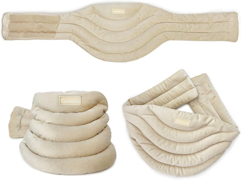 ASUTRA Weighted Neck Wrap Champagne  HandsFree Microwaveable Heating Pad for Neck and Shoulders Hot and Cold Compress Lavender Aromatherapy - Image 2