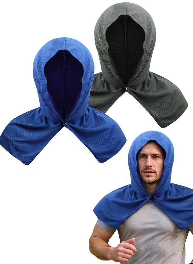 2 Pcs Reusable Sweat-Absorbing Cooling Hoodie Towels, Instant Cold Neck & Face Wrap, for Gym, Sports & Hot Weather Activities - Image 1