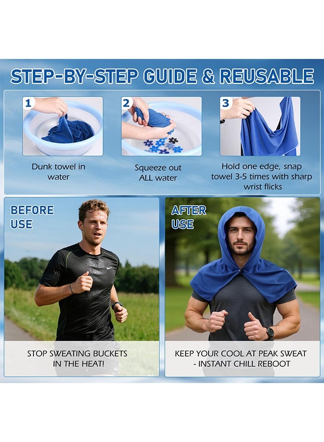 2 Pcs Reusable Sweat-Absorbing Cooling Hoodie Towels, Instant Cold Neck & Face Wrap, for Gym, Sports & Hot Weather Activities - Image 2