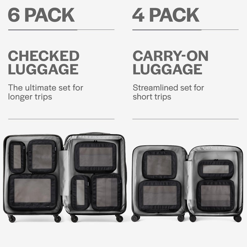 Aerotrunk Compression Packing Cubes for Travel - Luggage Organizer Bags - Double Zipper Packing Cubes for Suitcases (4-Pack, Black) - Image 4
