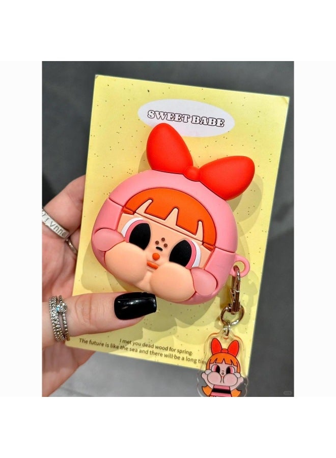 Mind Secret Force Earphone Case Suitable For Airpods4 Apple Wireless Bluetooth Earphone Case Apple 1/2/3/Pro2-Color:Pink Hood Orange-haired Little Policewoman + Pendant-Applicable Models:Airpods4 - Image 1