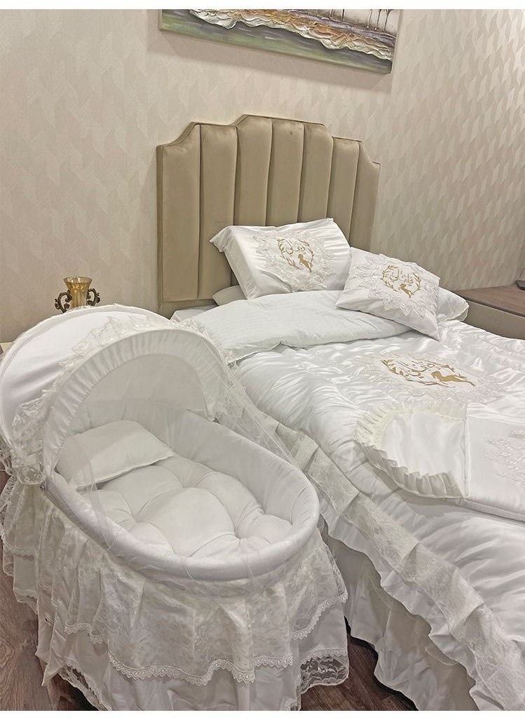 لحظة مرح - طقم مفرش نفاس مع سرير البيبي سلة موسى شامل القاعده - مقاس 1.4×2م - Image 1