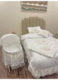 طقم مفرش نفاس مع سرير البيبي سلة موسى شامل القاعده - مقاس 1.4×2م