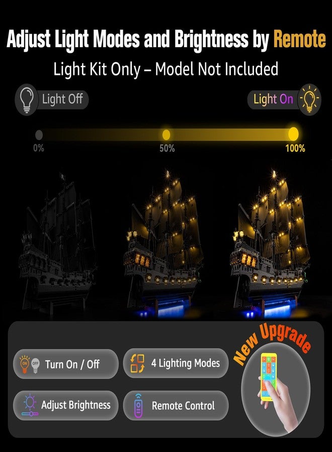BrickSoul RC Light Kit for Lego Captain Jack Sparrow’s Pirate Ship 10365 Building Set | Upgraded Wireless ON/Off & Dimming & Zonal Lighting with Hidden Cable Tech (10365 Set NOT Included) - Image 3