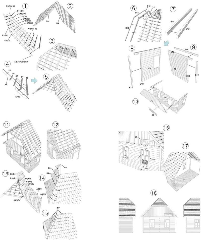 كلاراكو نموذج بناء منزل أوروبي خشبي من أنقاض معركة بمقياس 1:35، مجموعة أدوات تجميع ذاتية الصنع - Image 2