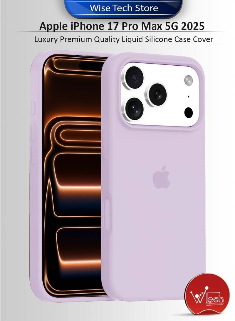 Wtech Apple iPhone 17 Pro Max 5G 2025 Luxury Premium Quality Liquid Silicone Case Cover (MCRPSN) - Lavender & Apple iPhone 17 Pro Max 5G 2025 WTech Premium Series Curved Edges 9H 2.5D Tempered Glass Screen Protector (MSG9CN) - Clear Bundle - Image 2