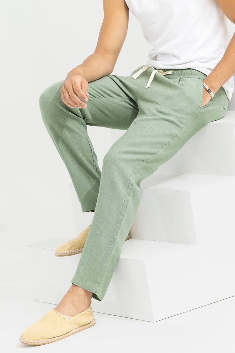 SNITCH Ace Light Green Linen Pant - Image 1