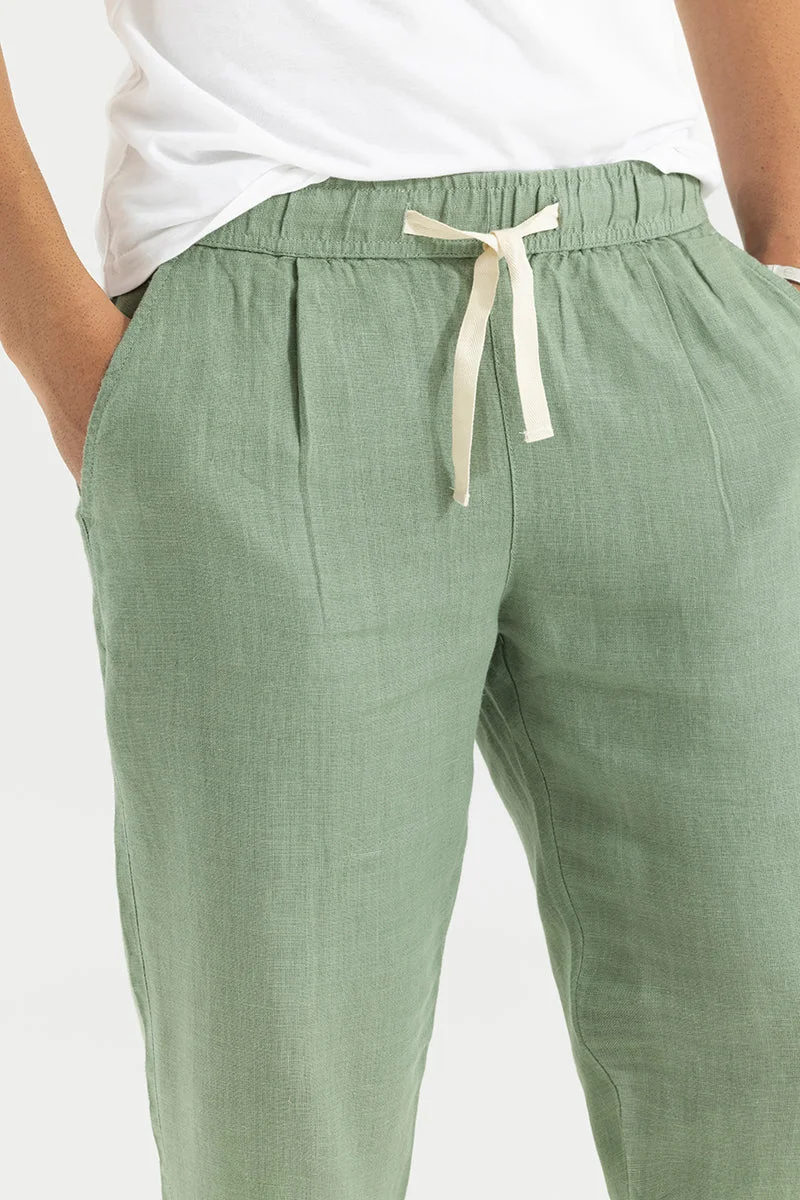 SNITCH Green Ace Light Green Linen Pant for Men | Best Price UAE