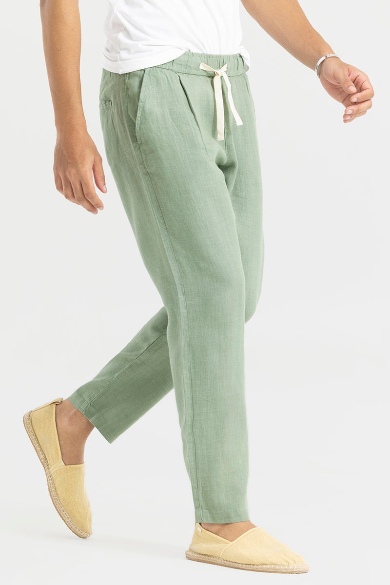 SNITCH Ace Light Green Linen Pant - Image 4