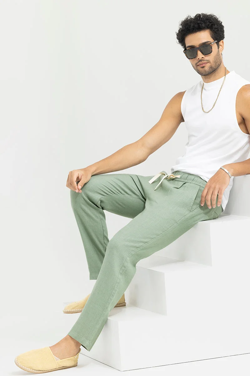 SNITCH Ace Light Green Linen Pant