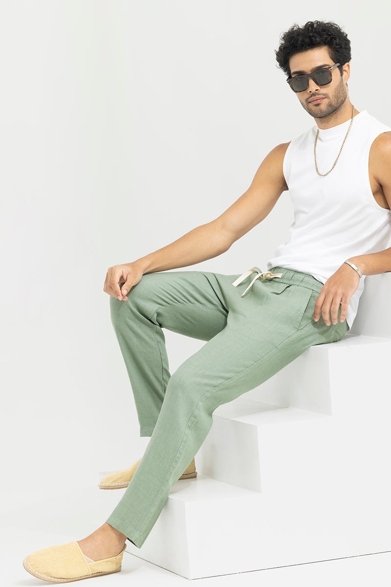 SNITCH Ace Light Green Linen Pant - Image 2