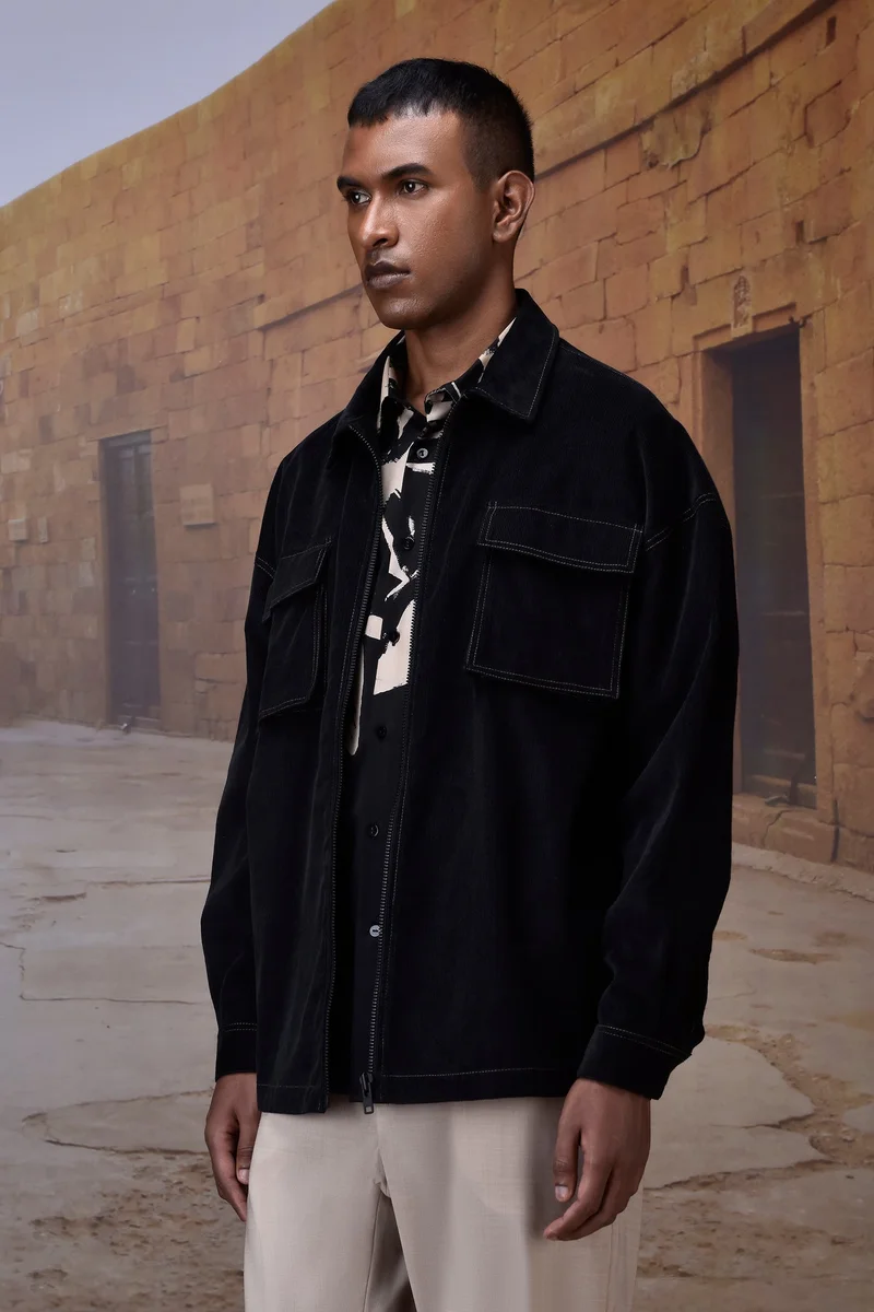 Genes Lecoanet Hemant Black Classic Corduroy Shirt
