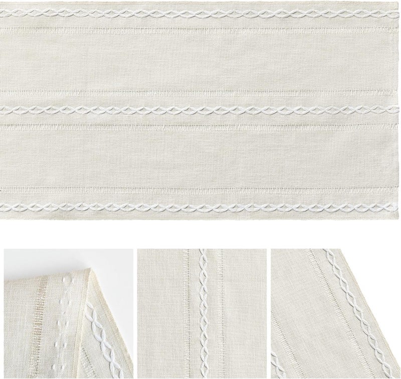 Ivory Rustic Linen Table Runner - 13x72 Inch Seasonal Embroidered Kitchen Dining Decoration - Image 5