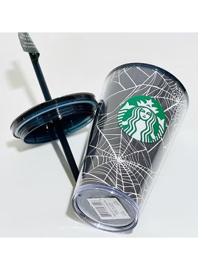 ستاربكس كوب ستاربكس البارد المتوهج في الظلام على شكل شبكة عنكبوتية مع ملصقات - 16 أونصة (473 مل) - Image 5