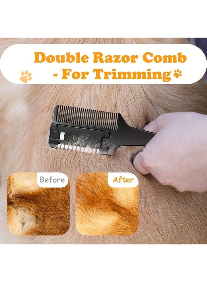 مشط الحلاقة الأرجواني للحيوانات الأليفة - 10 شفرات بديلة - مقص تقليم ثنائي الوظيفة للكلاب والقطط - Image 5