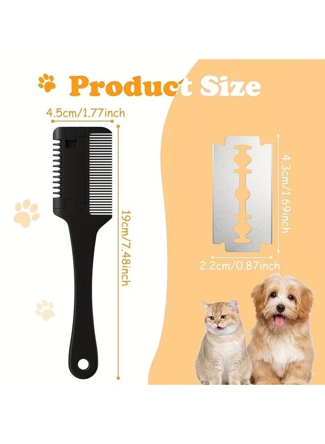 مشط الحلاقة الأرجواني للحيوانات الأليفة - 10 شفرات بديلة - مقص تقليم ثنائي الوظيفة للكلاب والقطط - Image 3