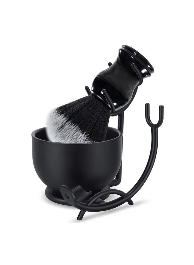 Grandslam Deluxe Shaving Kit for Men, 3 in 1 Shaving Set Includes Shaving Brush, Stainless Steel Shaving Bowl and Razor & Brush Holder, Black Set - Image 1