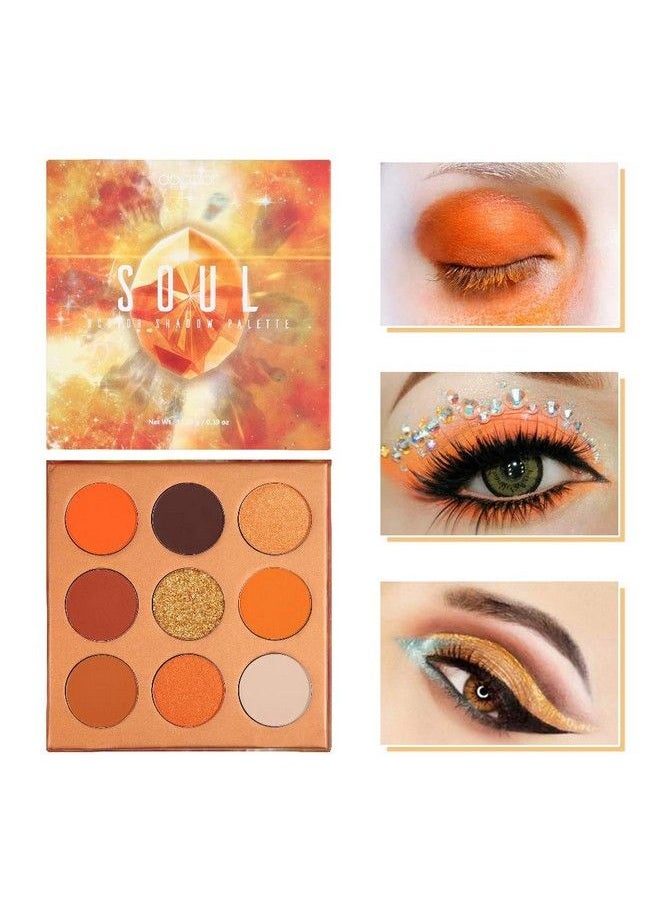 docolor - Eyeshadow Palette 9 Colors Gemstone Shadow Palette Highly Pigmented Mattes Shimmers Naked Smokey Glitter Cream Colorful Powder Blendable Long Lasting Waterproof Makeup PaletteOrange - Image 1